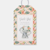 Waterverf olifant bedankt voor het verjaardagsfees cadeaulabel (Achterkant)