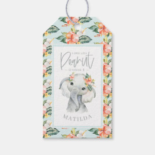 Waterverf olifant bedankt voor het verjaardagsfees cadeaulabel