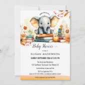 Waterverf Olifant Boeken Baby shower Kaart (Voorkant)