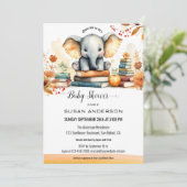 Waterverf Olifant Boeken Baby shower Kaart (Staand voorkant)