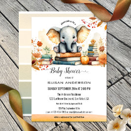 Waterverf Olifant Boeken Baby shower Kaart