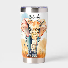 Waterverf olifant close-up gepersonaliseerd geïsoleerde drinkbeker