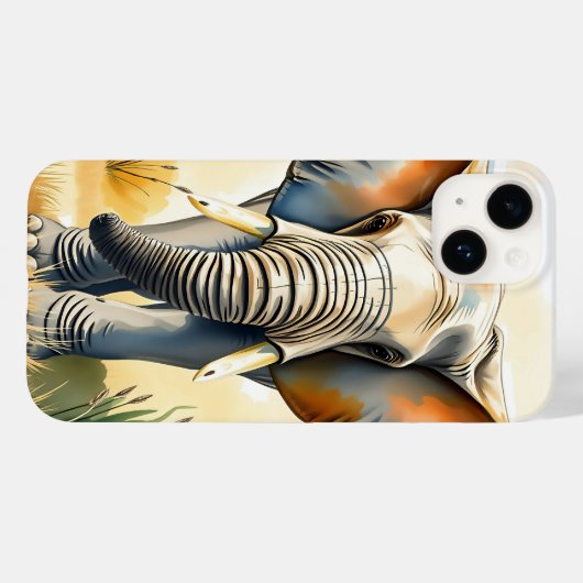 Waterverf olifant dichtbij Case-Mate iPhone case (Achterkant (horizontaal))