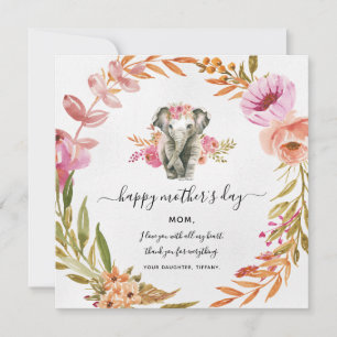 Waterverf olifant en ventilatorvakantie Kaart