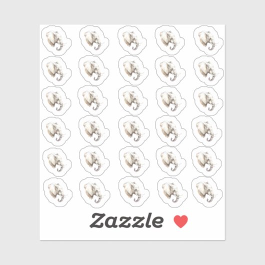 Waterverf Olifant Hoofd Mini Stickers (Vel)