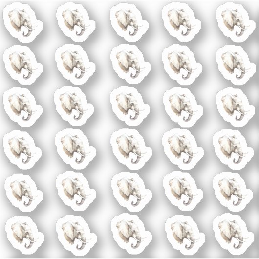 Waterverf Olifant Hoofd Mini Stickers (Voorkant)