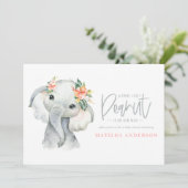 Waterverf olifant klein meisje baby shower (Staand voorkant)