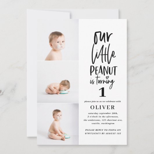 Waterverf olifant kleine pinda - verjaardagsfeestj (Voorkant)