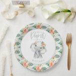 Waterverf olifant kleine pinda - verjaardagsfeestj papieren bordje<br><div class="desc">Waterverf olifant kleine pinda's verjaardagsfeestje borden. Met delicate illustraties van de olifant van de waterverf en verbluffende details van de bloem. Een deel van een collectie.</div>