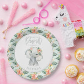Waterverf olifant kleine pinda - verjaardagsfeestj papieren bordje (Feest)