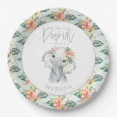 Waterverf olifant kleine pinda - verjaardagsfeestj papieren bordje (Voorkant)