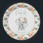 Waterverf olifant kleine pinda - verjaardagsfeestj papieren bordje<br><div class="desc">Waterverf olifant kleine pinda's verjaardagsfeestje borden. Met delicate illustraties van de olifant van de waterverf en verbluffende details van de bloem. Een deel van een collectie.</div>