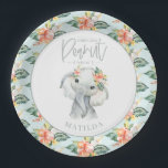 Waterverf olifant kleine pinda - verjaardagsfeestj papieren bordje<br><div class="desc">Waterverf olifant kleine pinda's verjaardagsfeestje borden. Met delicate illustraties van de olifant van de waterverf en verbluffende details van de bloem. Een deel van een collectie.</div>