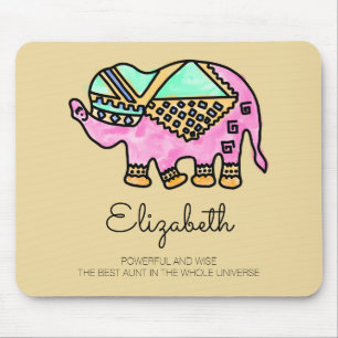 Waterverf olifant kleurrijk modern gepersonaliseer muismat
