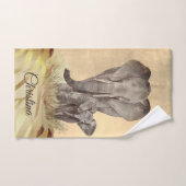 Waterverf olifant mam en baby aangepaste naam handdoek (Handdoek)