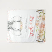 Waterverf Olifant Meisje Baby Shower Achtergrond Wandkleed (Voorkant (horizontaal))