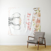 Waterverf Olifant Meisje Baby Shower Achtergrond Wandkleed (In Situ (horizontaal))