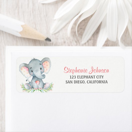 Waterverf olifant meisje etiket (Insitu)