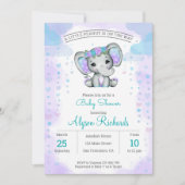 waterverf olifant meisje florale Baby shower Kaart (Voorkant)