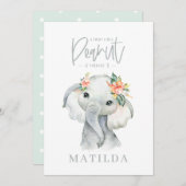 Waterverf olifant meisje verjaardagsfeest (Voorkant / Achterkant)