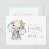 Waterverf olifant meisje verjaardagsfeest (Voorkant / Achterkant)