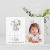 Waterverf olifant meisje verjaardagsfeest (Staand voorkant)