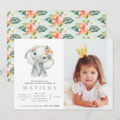 Waterverf olifant meisje verjaardagsfeest (Voorkant / Achterkant)