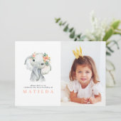 Waterverf olifant meisje verjaardagsfeest (Staand voorkant)