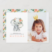 Waterverf olifant meisje verjaardagsfeest (Voorkant / Achterkant)