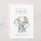 Waterverf olifant meisje verjaardagsfeest (Voorkant / Achterkant)