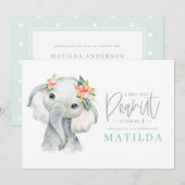 Waterverf olifant meisje verjaardagsfeest (Voorkant / Achterkant)