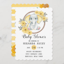 Waterverf olifant met geel Baby shower Kaart
