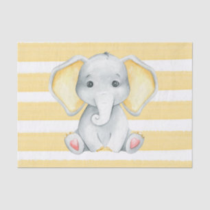 Waterverf olifant met geel stripe Baby shower Tissuepapier