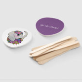 Waterverf olifant met wilde bloemen handwaaier (Niet-gemonteerd)