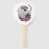Waterverf olifant met wilde bloemen handwaaier (Voorkant)