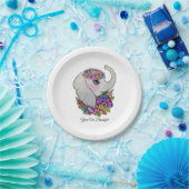 Waterverf olifant met wilde bloemen papieren bordje (Feest)