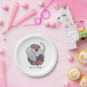 Waterverf olifant met wilde bloemen papieren bordje (Feest)