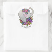Waterverf olifant met wilde bloemen ronde sticker (Tas)