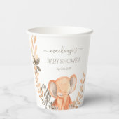 Waterverf Olifant Safari Baby shower Papieren Bekers (Achterkant)
