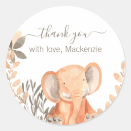 Waterverf Olifant Safari Baby shower Ronde Sticker