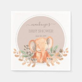 Waterverf Olifant Safari Baby shower Servet