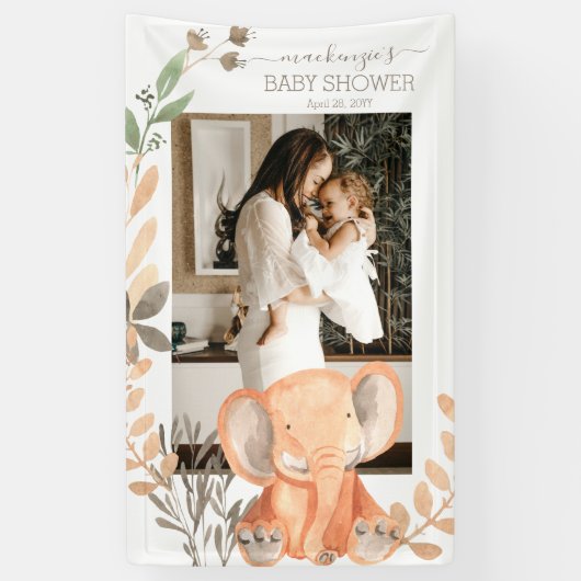 Waterverf Olifant Safari Baby shower Spandoek (Verticaal)