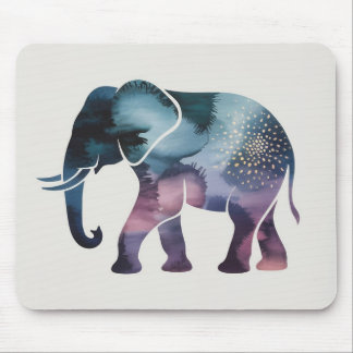 Waterverf Olifant Silhouet & Spikkel Muismat