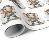 Waterverf Olifant Snowboarden Cadeaupapier (Rol Hoek)