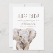 Waterverf Olifant Thema Baby shower Uitnodiging (Voorkant)