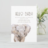 Waterverf Olifant Thema Baby shower Uitnodiging (Staand voorkant)