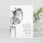 Waterverf olifant | Uitnodiging voor Baby shower (Staand voorkant)