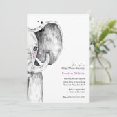 Waterverf olifant | Uitnodiging voor Baby shower (Staand voorkant)