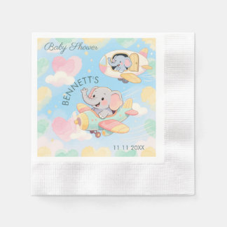 Waterverf Olifant Vliegtuig Baby Shower Servet