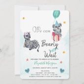 Waterverf olifant, Zebra gestreept Baby shower Kaart (Voorkant)